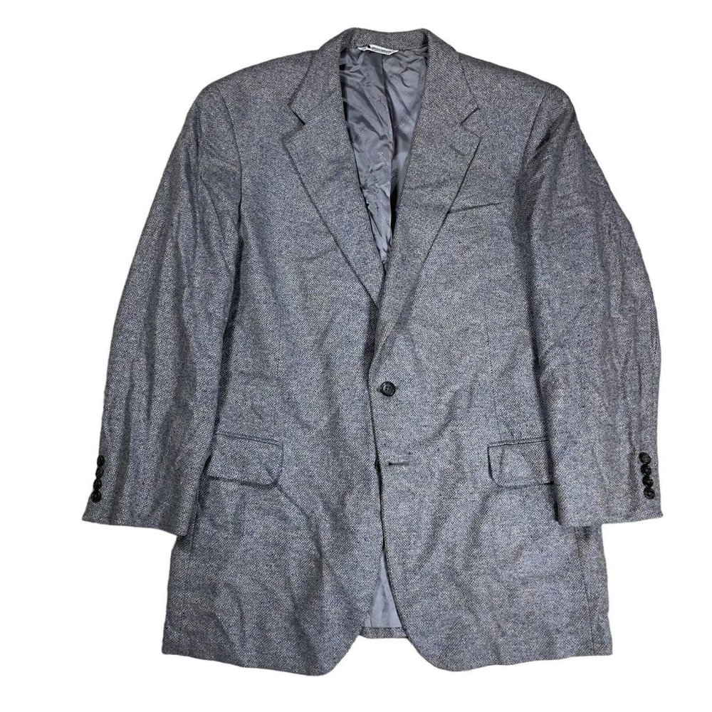 Ben Silver x Aquascutum x Zegna 100% Cashmere Melange Gray Blue Blazer US 44R